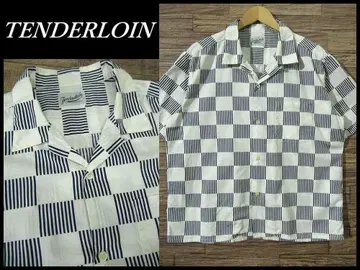 16SS 텐더 로인 반팔 체커 오픈 카라 박스 셔츠 L