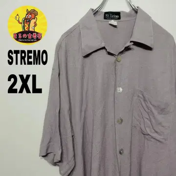 usa 구제 의류 STREMO 반팔 레이온 버튼 셔츠 2XL 90s 퍼플