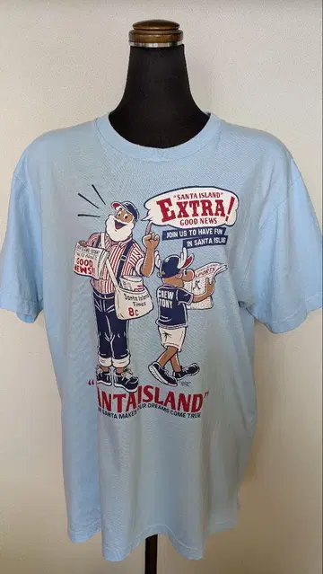 캡틴 산타 SANTA ISLAND 프린트 티셔츠 스카이블루 L 사이즈