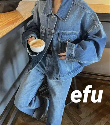 efu 에프 WIDE DENIM JACKET 와이드 데님 자켓 블루