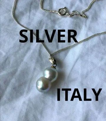 빈티지 쌍둥이 진주 실버 목걸이 SILVER 트윈 펄
