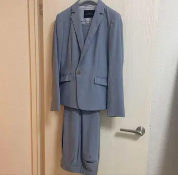 셋업 수트 스카이블루 그린 라벨 벨 릴랙싱