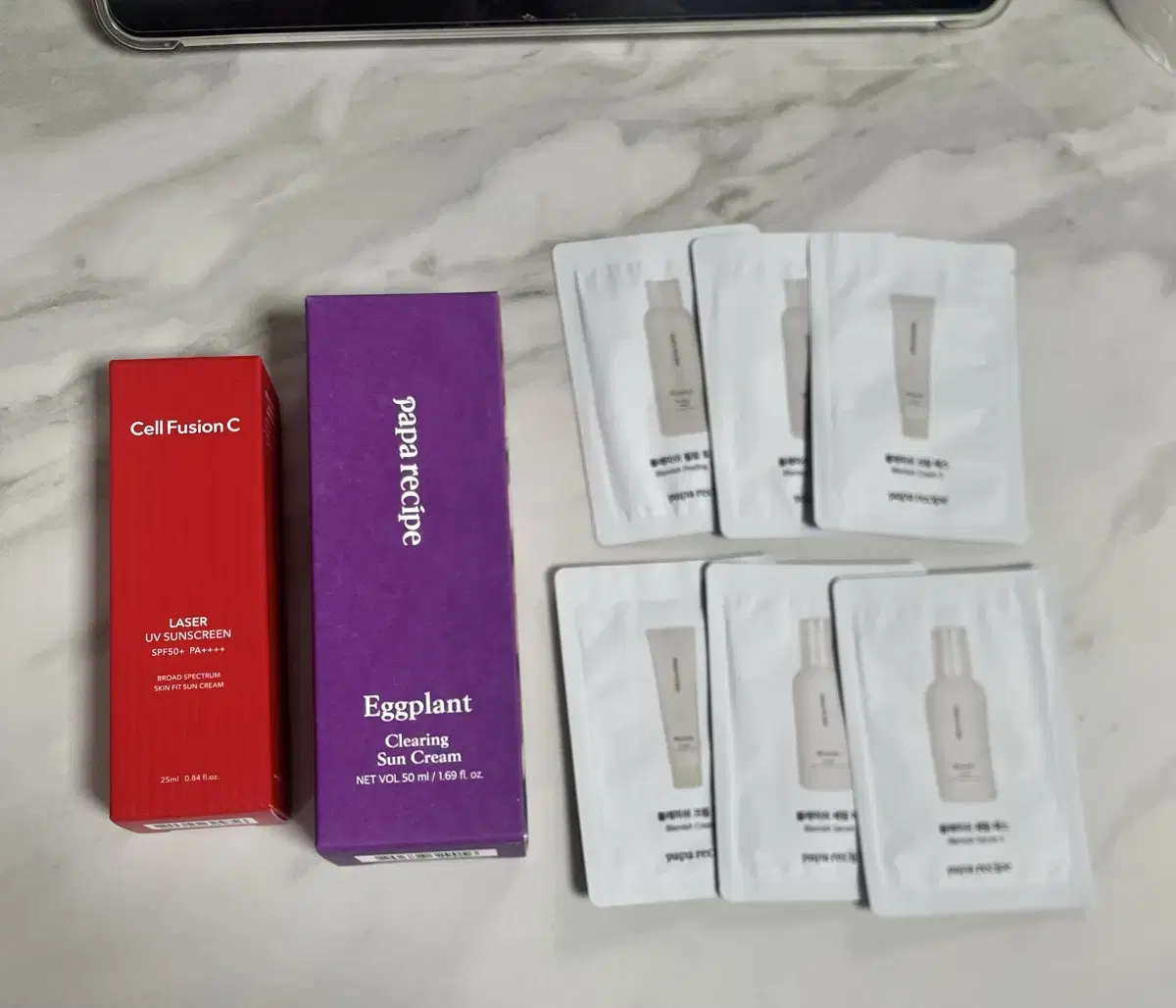 Bulk) Cellfusionc Laser UV Sunscreen + Papa Recipe Eggplant Clearing Sunscreen