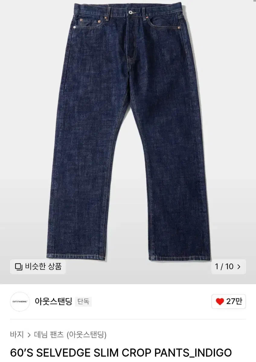 Outstanding 60's Selvedge Slim Crop Denim Pants S