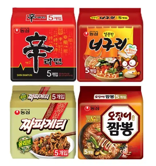 Free Shipping - Nongshim Ramen 20 packs (Shin Ramyun + Neoguri + Jjapaghetti + Seafood Noodle Soup)