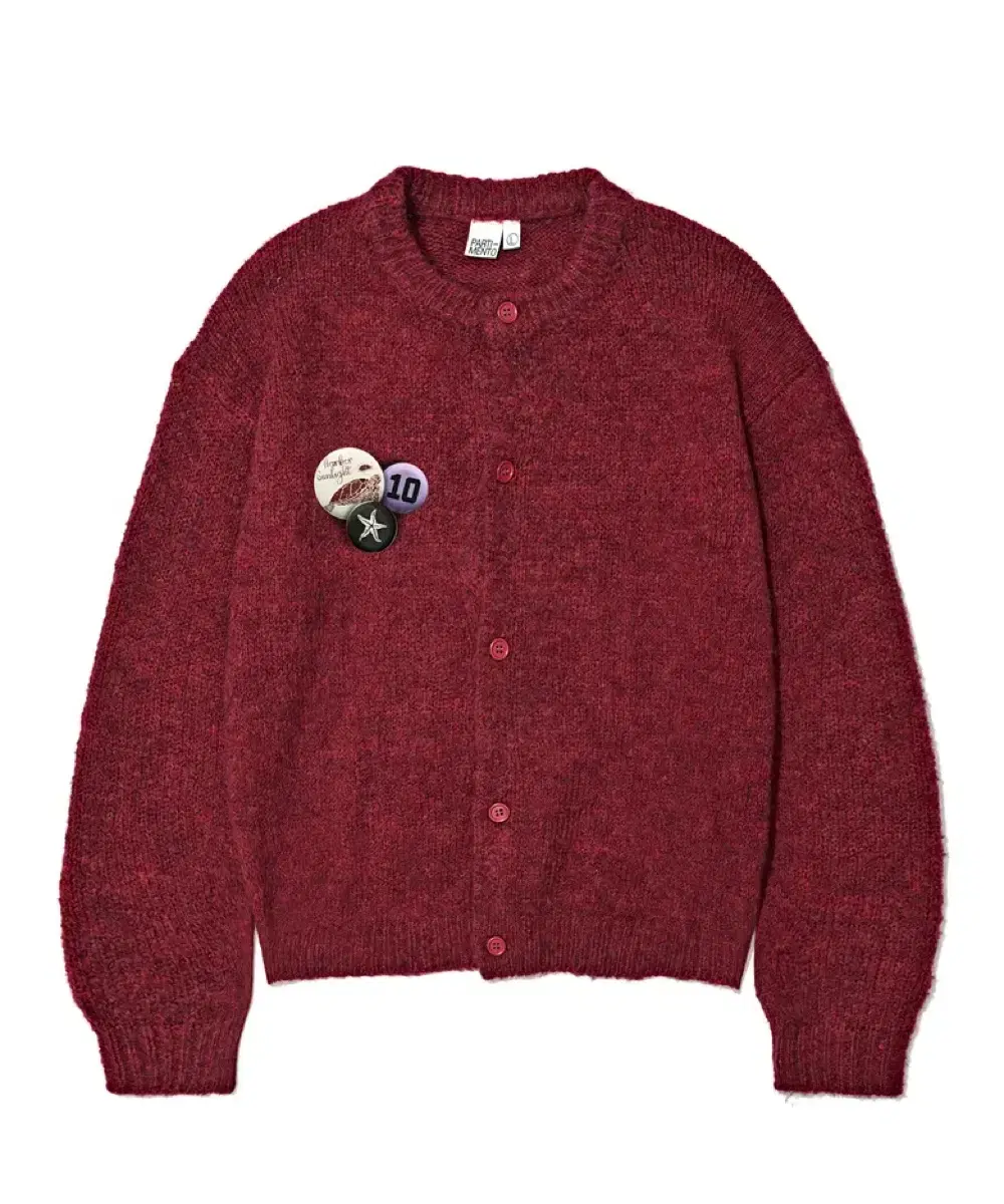 Partimento Knit Round Cardigan Red L