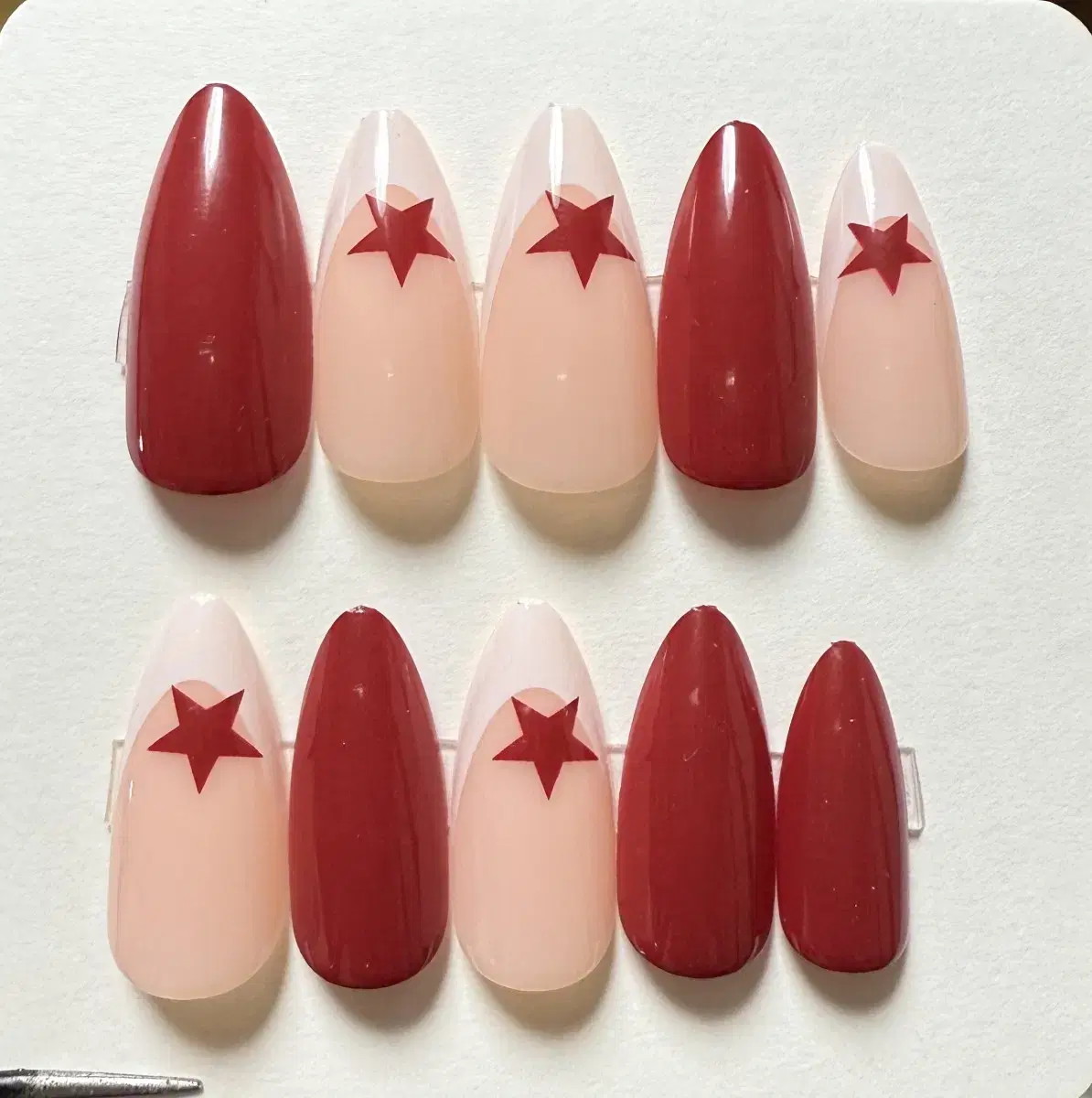 [패스트네일팁] 레드 별 네일팁 24pc