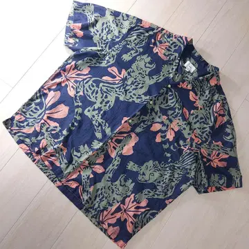H&M 알로하 셔츠 반팔 네이비 애니멀 무늬 루즈핏 XL 구제 의류