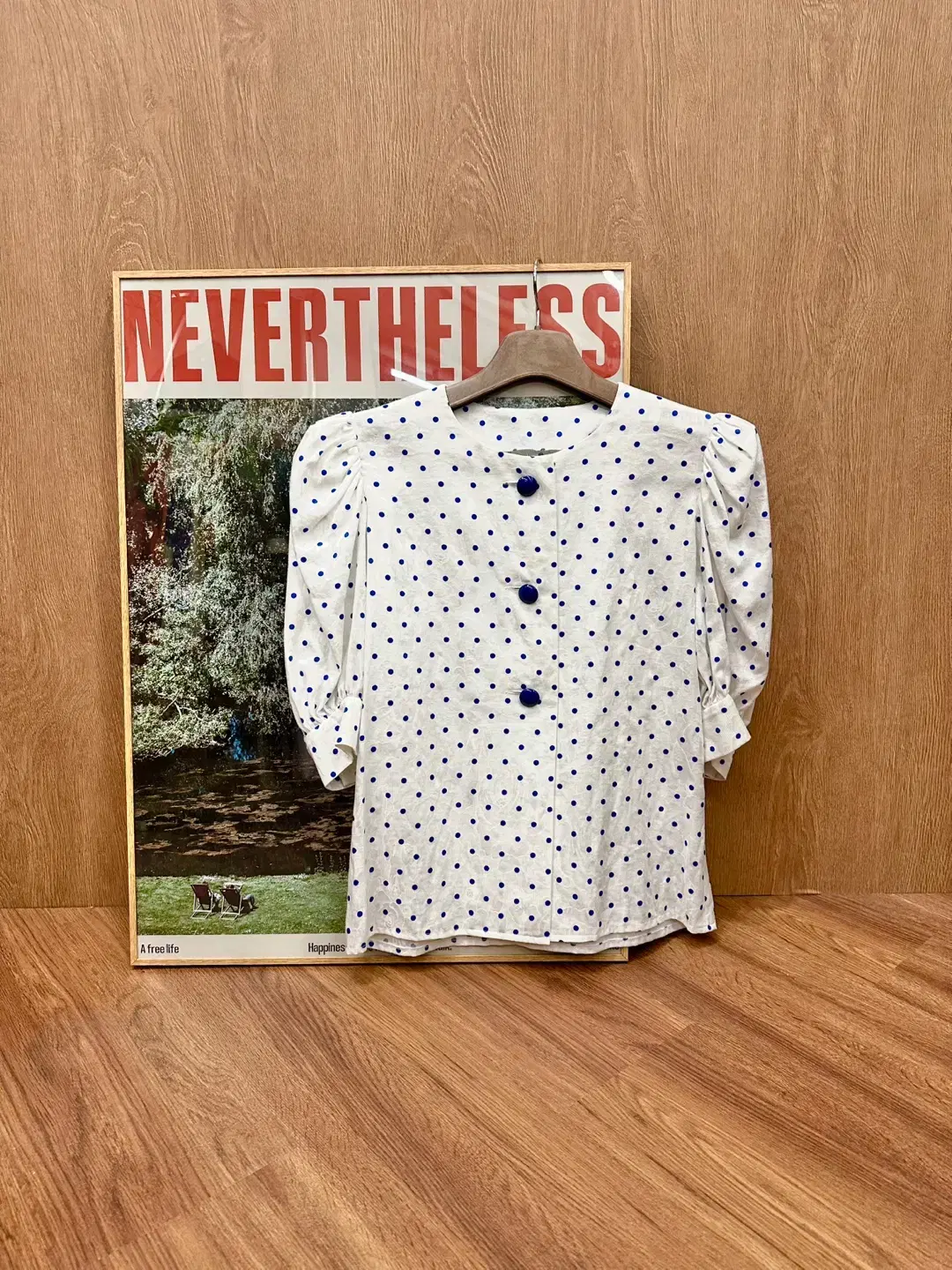 Givenchy Short Sleeve Blouse Dot Pattern Puff Shoulder Detail White