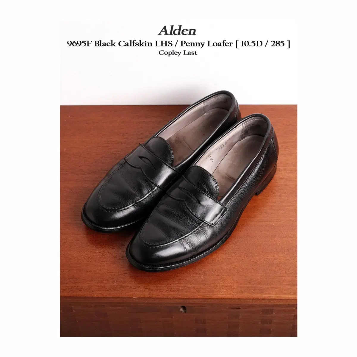Alden 9695F 10.5D (Size 285) Black Calf Penny Loafer Copley Last