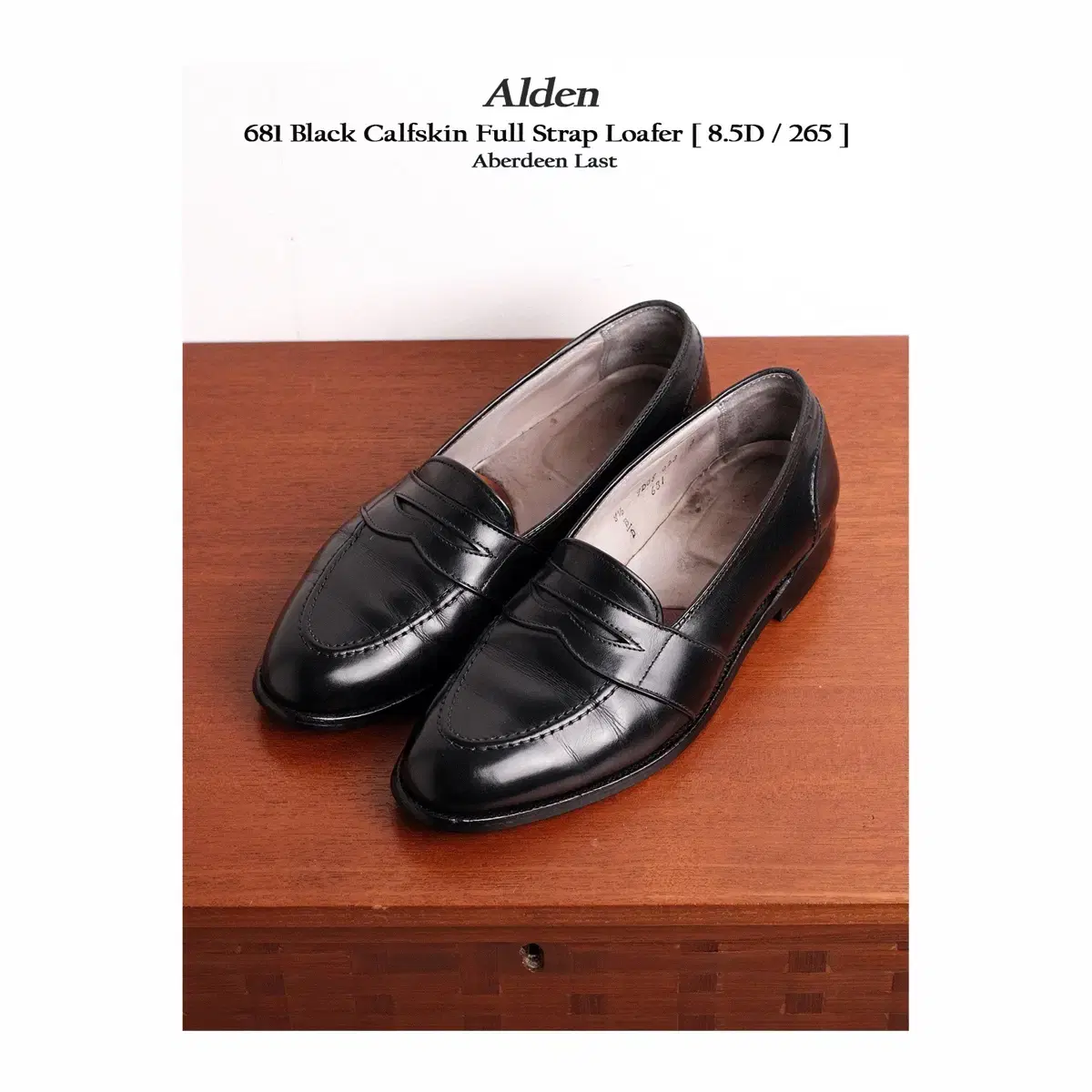 Alden 681 8.5D (Size 265) Black Calf Penny Loafer Aberdeen Last
