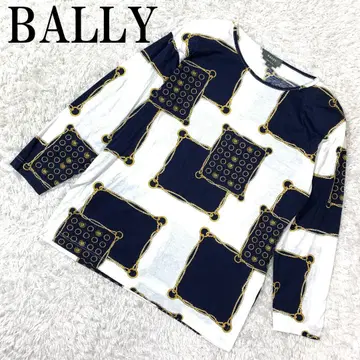 BALLY 발리 긴팔 티셔츠 올 패턴 화이트 네이비 42 B341