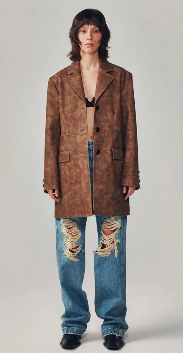 Current Vegan Leather Half Coat