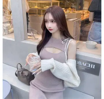새상품 Lumignon 리본 숄더 니트