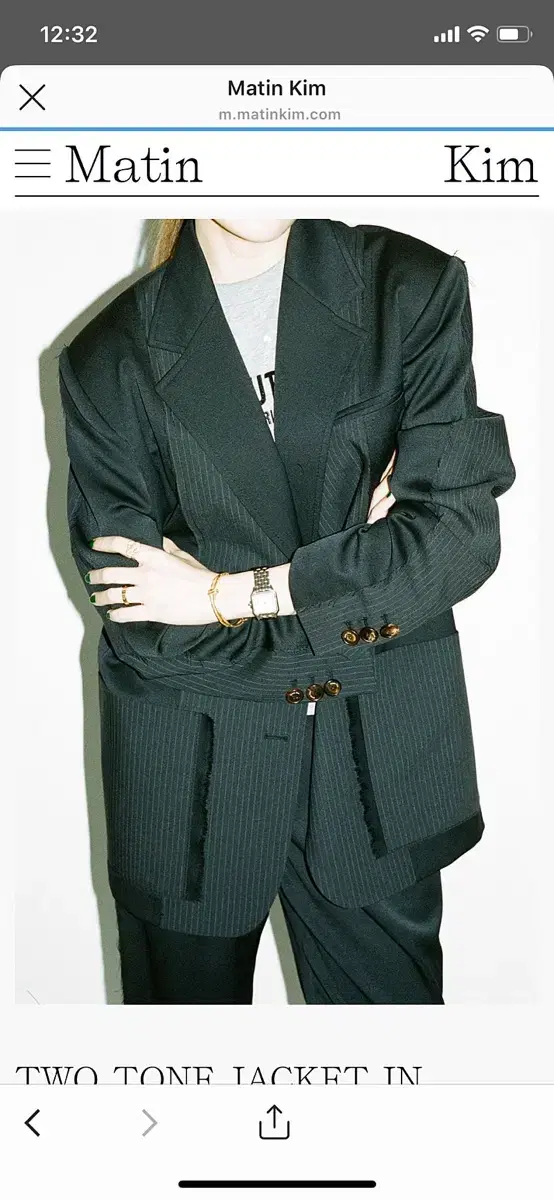 Matin Kim Stripe Two-Tone Jacket (Navy)