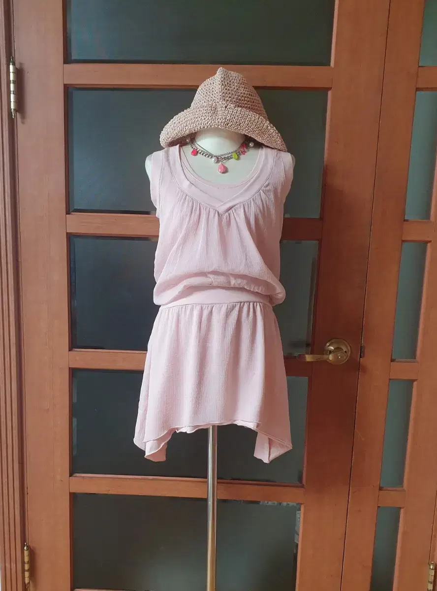(New product) Double Cotton Chiffon Banding Mini Onepiece