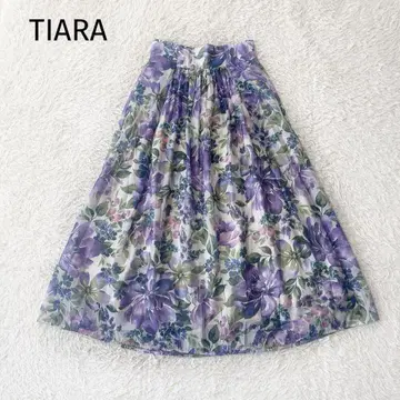 TIARA 플라워 프린트 스커트 롱 기장 마에다 유키 씨 플레어 봄/여름