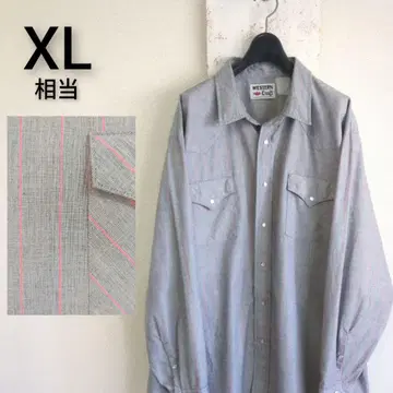 캐나다제 WESTERN CRAFT 긴팔 웨스턴 셔츠 그레이 스트라이프