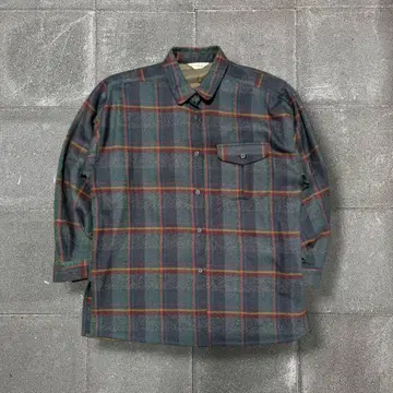 90's 빈티지 플란넬 긴팔 셔츠 그레이 계열 체크 y2k