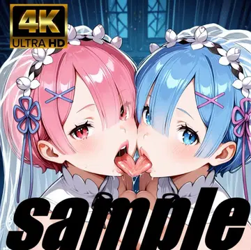 렘 & 라무 키스 4 드레스 동인 코스프레 4K 초고화질 A4 포스터