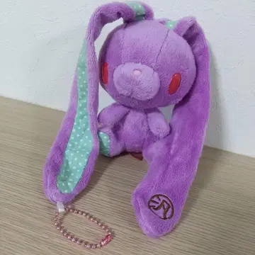 다용도 토끼 봉제 인형 도트 무늬 보라색 그린 한입 사이즈