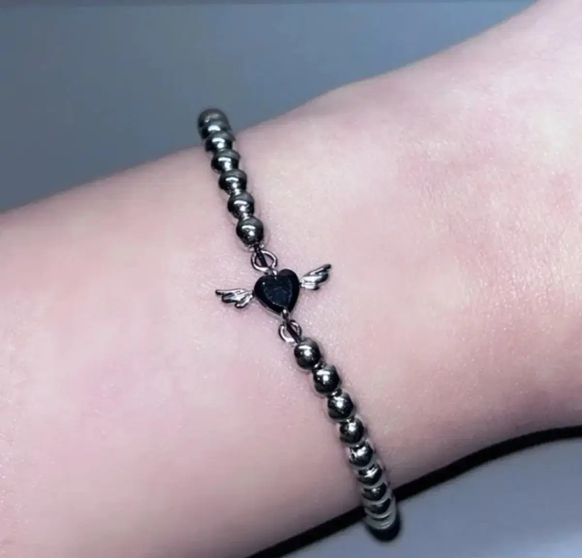 New y2k Hip Vintage Black Heart Chain Bracelet Silver Bracelet Layered Bracelet
