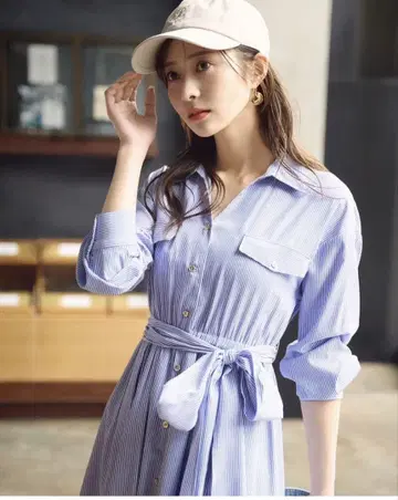 프로포션 바디 드레싱 드롭 숄더 셔츠 원피스