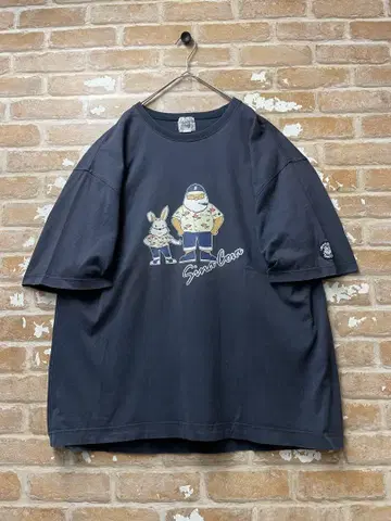90s 시나코바 SINACOVA 티셔츠 네이비 페이드 오버 사이즈