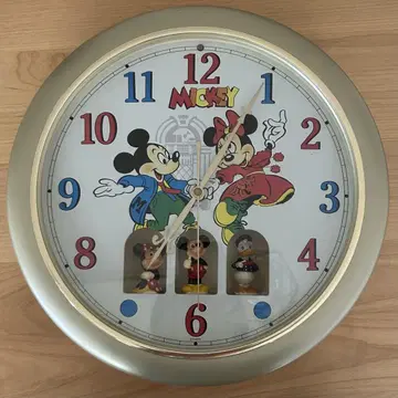 디즈니 미키 마우스 피규어가 달린 벽걸이 시계 약 32cm (작동 제품)