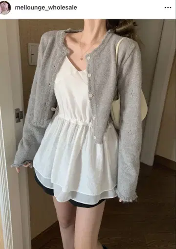 mellounge frill sukashi 가디건