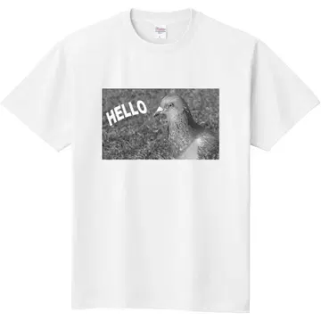 HELLO 비둘기 그래픽 프린트 티셔츠