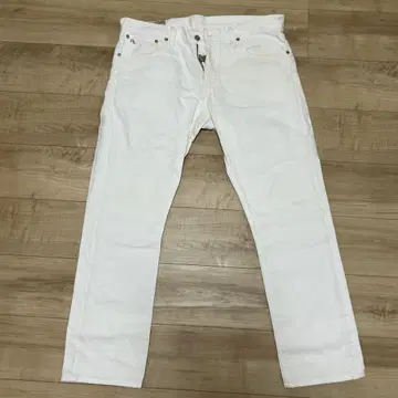 랄프 로렌 화이트 데님 팬츠 R.L 자수 장식