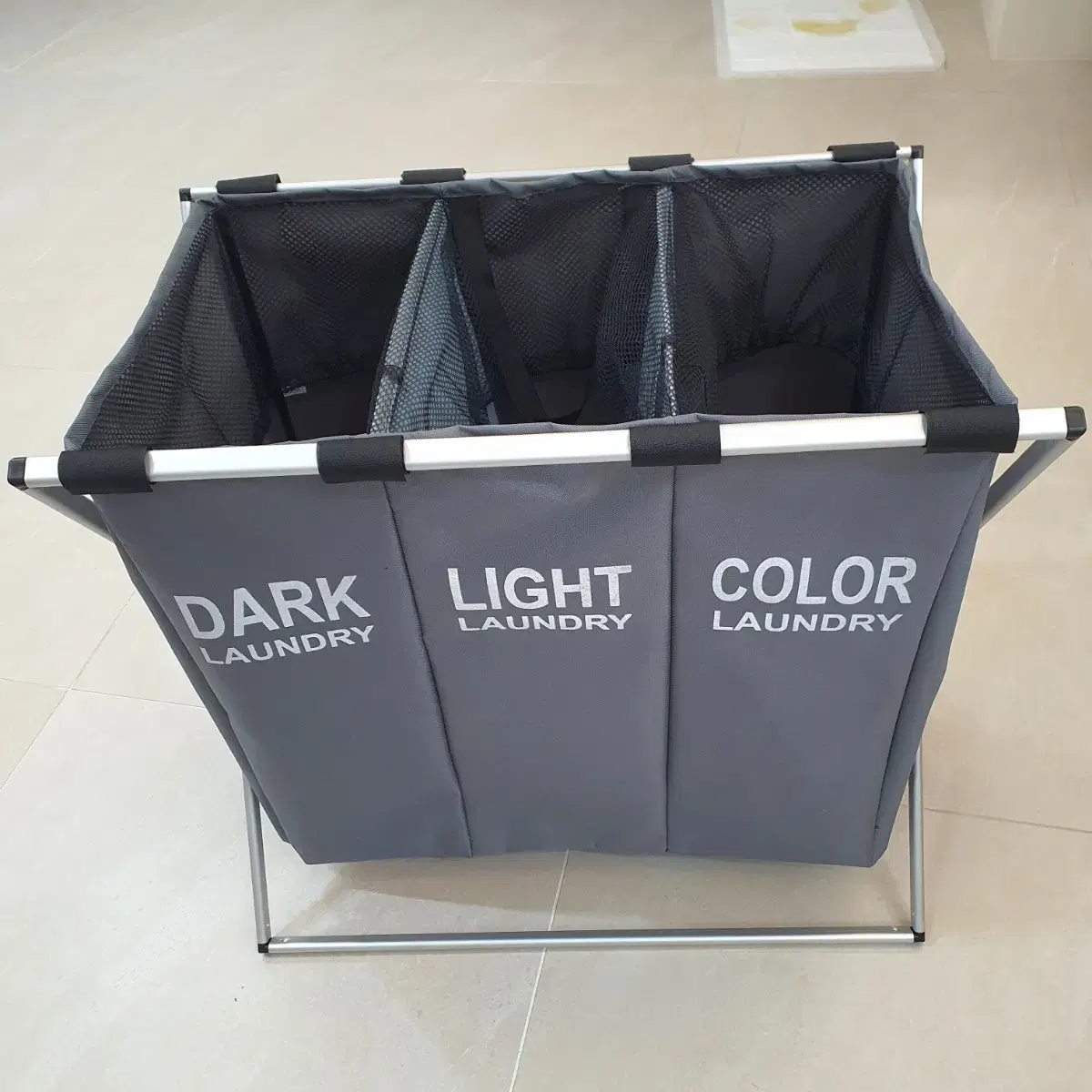 Laundry Basket 3 Sections, Gray