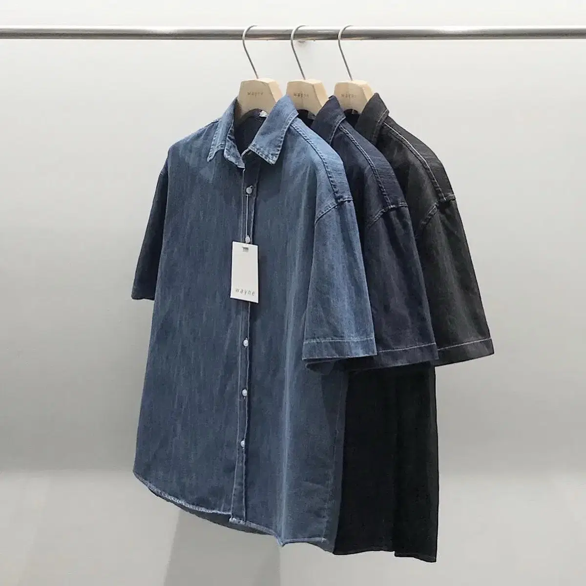 【WHO.A.U】Steve Denim Overfit Short Sleeve Shirt WHO.A.U | 후아유 M) Who.a.u Men's Oversized Fit Steve Denim