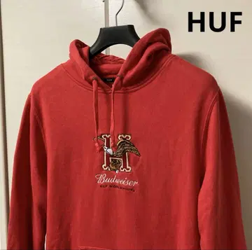 HUF 허프 버드와이저 콜라보 가슴 로고 후드티 남성용 L