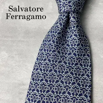 새상품급 Salvatore Ferragamo 간치니 패턴 넥타이 네이비