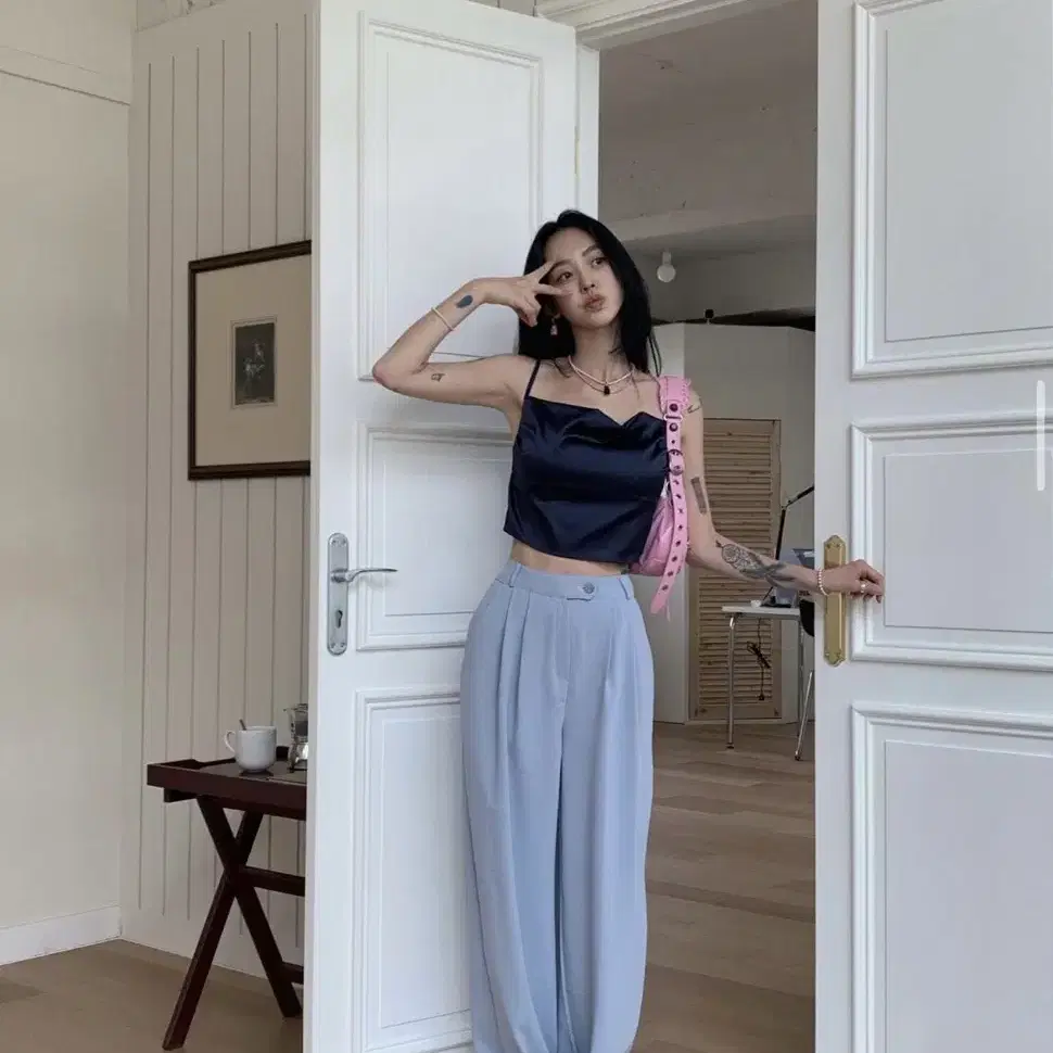【PALEJADE】Pintuck Wide SL PALE JADE | 페일제이드 Pale jade pintuck wide slacks sky