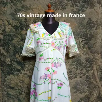 프랑스 70년대 빈티지 꽃무늬 레이스 롱 원피스 ECLAIR
