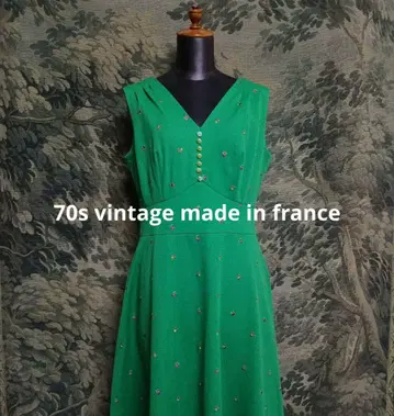 70s france vintage 꽃무늬 자수 ECLAIR 롱 원피스
