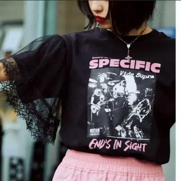 jouetie 도킹 반팔 레이스 락 티셔츠 M