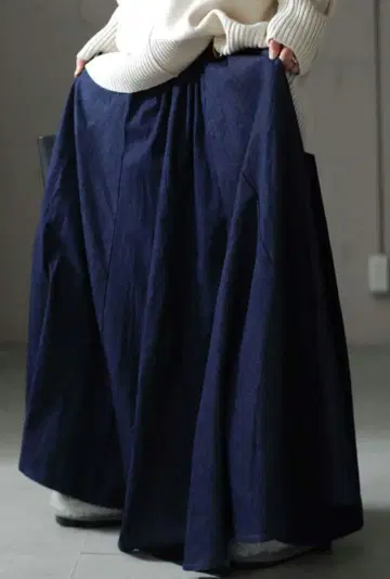 안티카 인디고 데님 롱 스커트
