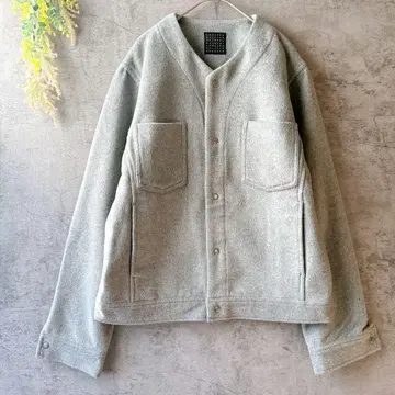 센스 오브 플레이스 노카라 자켓 아우터 코트 숏 울 혼방