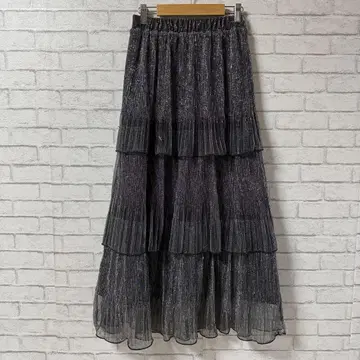 티어드 롱 스커트 롱 스커트 라메 튤 플리츠