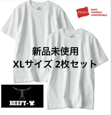 헤인즈] 비피 티셔츠 BEEFY 2장 세트 XL 사이즈 화이트 반팔