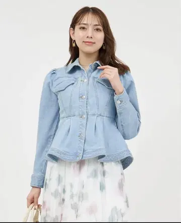 로얄 파티 데님 페플럼 자켓