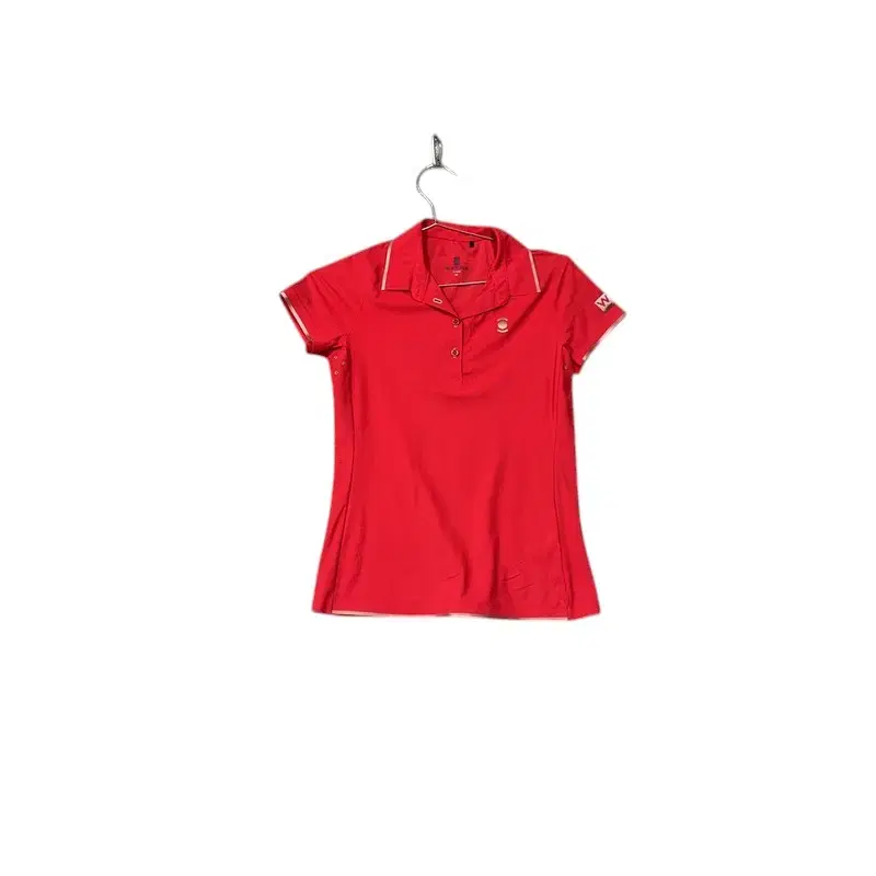 [W.angle] Logo Women's Golf Functional Red Short Sleeve Collar T-shirt 90