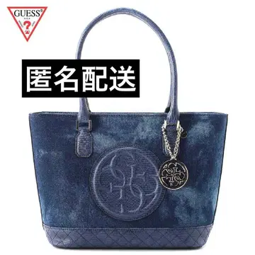 게스 데님 네이비 토트백