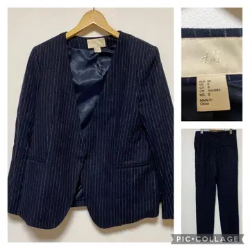 H&M 여성용 노카라 네이비 셋업 165-88