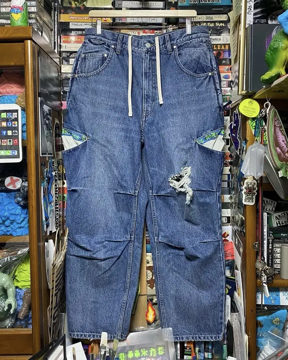 (XL) 빔즈 SSZ 22AW 데미지 컷 유즈드 데님