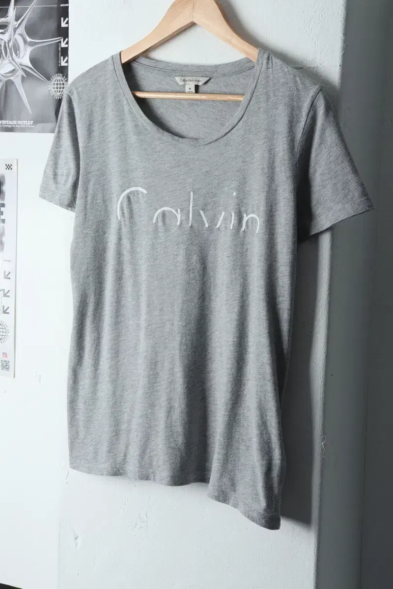 (M) Calvin Klein Short Sleeve T-Shirt Logo Gray Limited Edition-12ED8